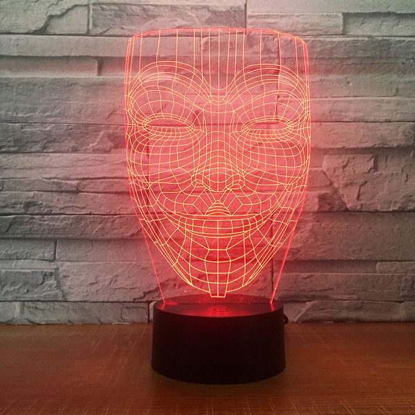 

v for vendetta mask 3d illusion night light disobey anonymous guy fawkes party decorative lighting glowing led lamp drop ship