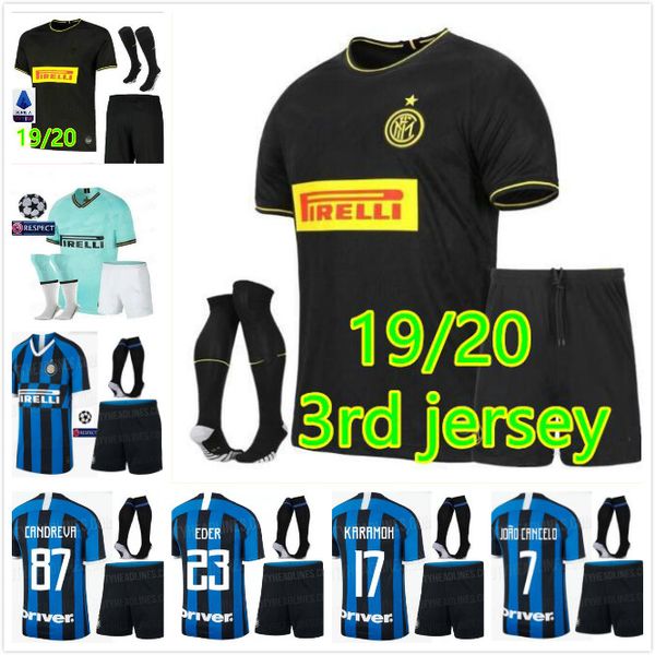 

new kits llukaku lautaro alexis de vrij inter 2019 2020 milan soccer jerseys politano skriniar football shirt 19 20 men kit uniforms, Black;yellow