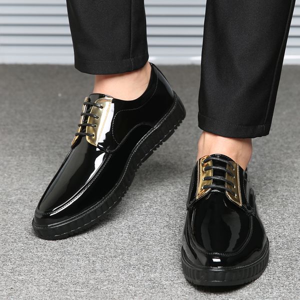 

pointed toe business wedding shoes vintage design patent leather oxford shoes for men dress men formal, Black