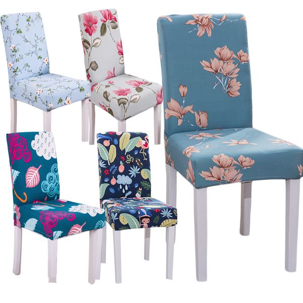 

floral print letter dining chair cover spandex elastic anti-dirty slipcovers stretch removable l banquet seat case