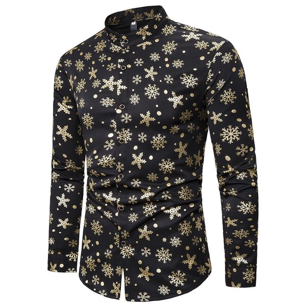 

kancoold shirt polyester regular men's new style fashion stamped long sleeve shirt printed long-sleeved blouse nov11, White;black