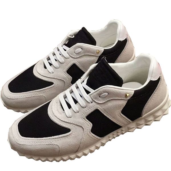 

women men star studded shoes mesh leather camouflage studded flat shoes combo stars rock runner metallic lace-up shoes rock studs, Black