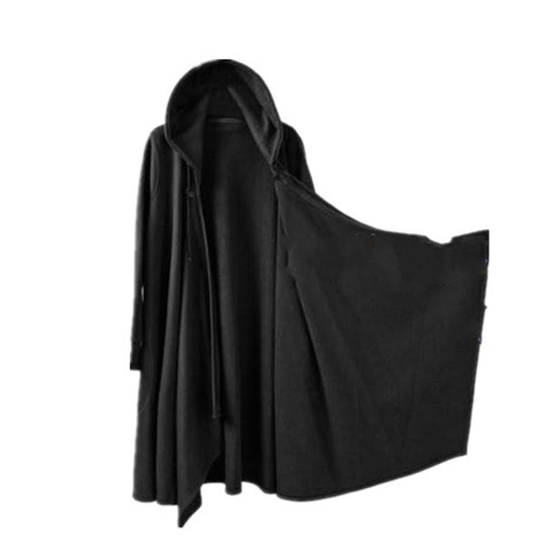 

medium and long dark cardigan wizard hoodie cloak assassin creed guard men's thin cloak black coat windbreaker, Tan;black