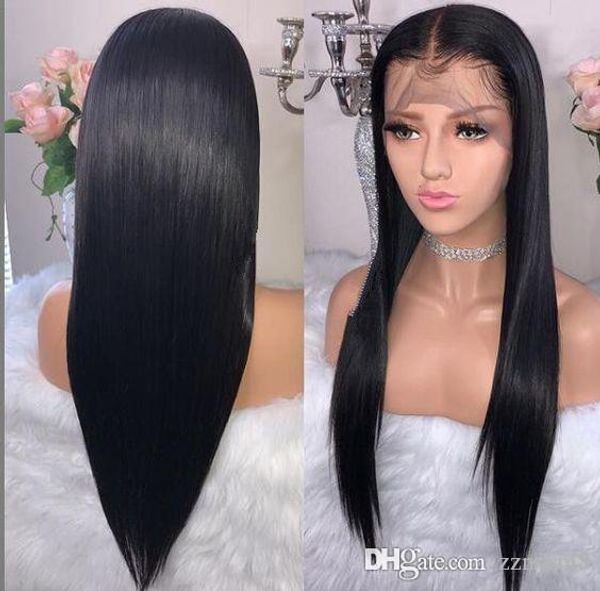 

13x6 прямые парики фронта шнурка человеческих волос предварительно сорвал с волосами младенца бразильские девы прямые парики человеческих во, Black