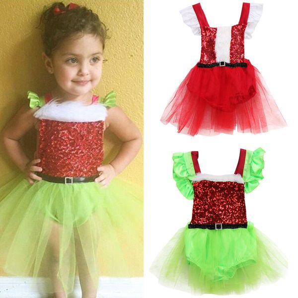 

emmababy newborn baby girl sequins christmas santa claus princess dress kid pageant party tutu romper dress outfit costume gift, Blue