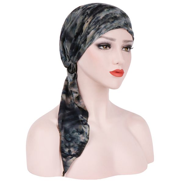Muslim Women Soft Turban Hat Pre Tied Scarf Cotton Chemo Beanies