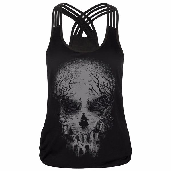 

black skull sports tank women's vest sleeveless yoga t-shirt female fitness clothing women's shirt sportswear, White;red