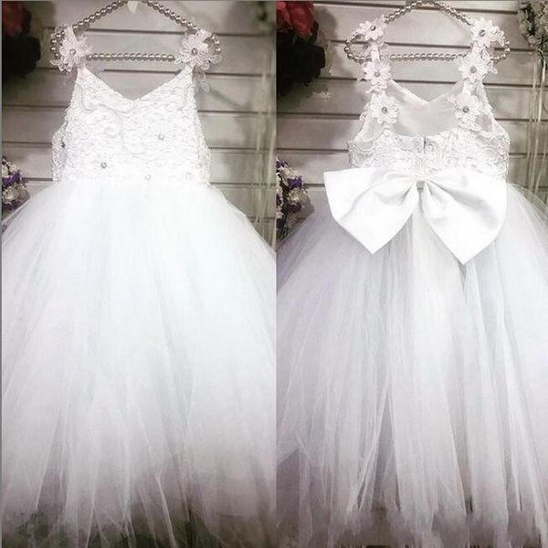 

spring summer flower girl dresses for weddings back bow beads tulle lace girls pageant dresses kids formal first communion dress, White;blue