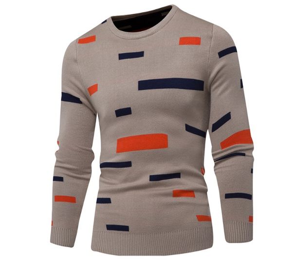 

2019 men's designer slim knit shirts winter crew neck warm printed sweaters with long sleeve for males contrast color winter shirts, White;black