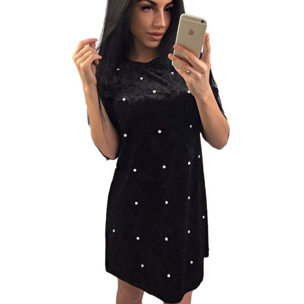 

fashion velvet dress vestido de festa new 2019 girls casual women dresses a-line velour dress cute party vestidos spring, Black;gray