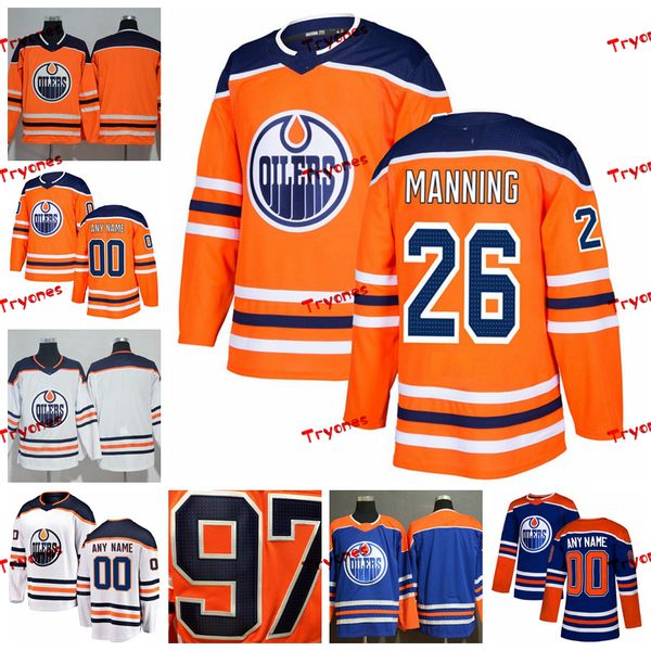 

2019 customize brandon manning edmonton oilers stitched jerseys custom alternate blue shirts #26 brandon manning hockey jerseys s-xxxl, Black;red
