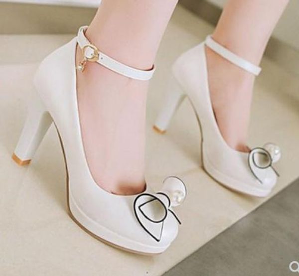 

2019 bowknot women's shoes in spring and autumn with new style high heel coarse heel round head @133, Black