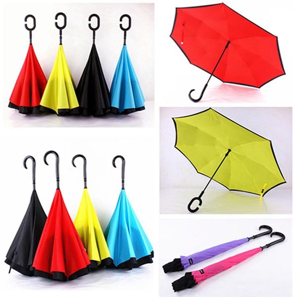 Creative Dupla Camada Ponge Waterproof Reverso Dobrável Guarda-chuva Criativo Dobrável C-Tipo Sun Proteção Sun guarda-chuva DH0881