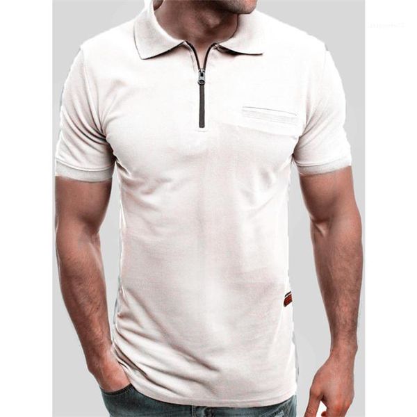 

mens polos summer teenager round neck casual skinny male tees zipper lapel short sleeve, White;black