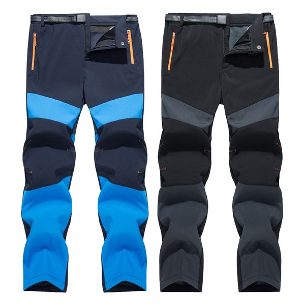 

hiking pants men thick warm fleece softshell pants fishing camping trekking skiing trousers outdoor windproof waterproof, Black;green