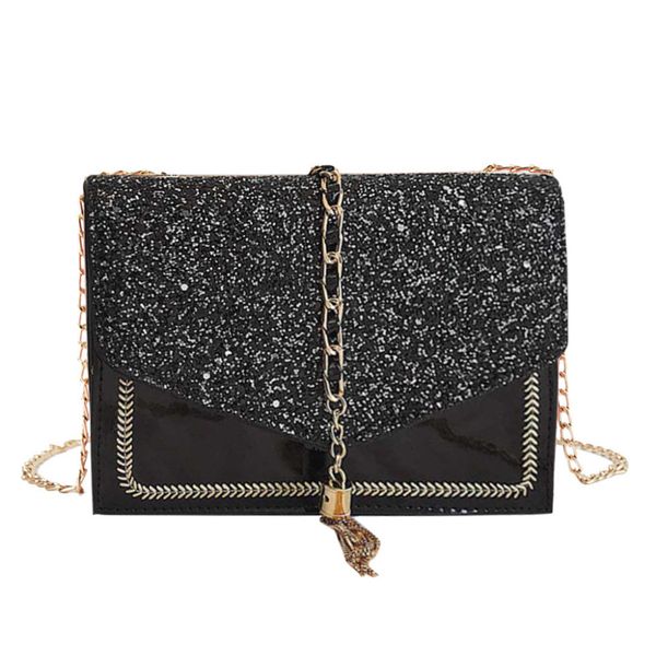 

sequins chain bag pu leather cross body bags small square bag luxury women handbags ladies messenger bags #15