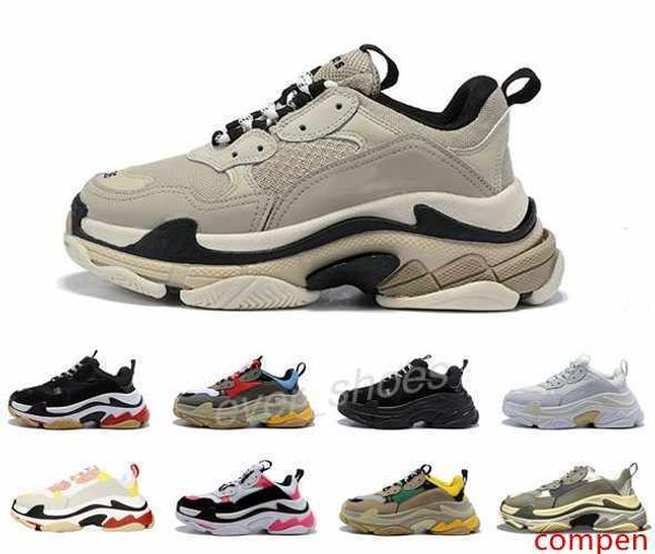

новый triple s дизайнер париж 17fw низкий старый папа платформа кроссовки черный белый сочетание подошвы сапоги мужчины женщины мода повседн