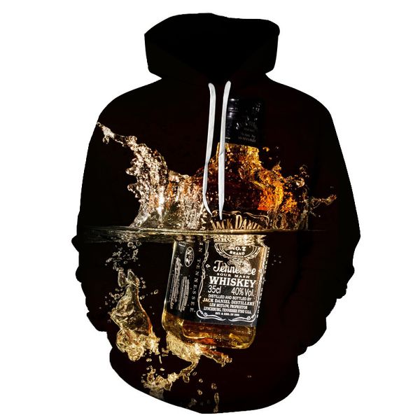 

3d толстовка творческий употребление пива шаблон печатные hoodie мужчины женщины повседневная длинным рукавом карманный толстовка youth base, Black