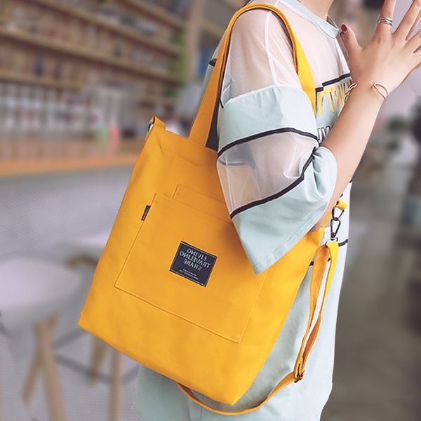 

new solid color removable shoulder strap canvas single-shoulder crossbody bag student canvas diagonal package women's bag