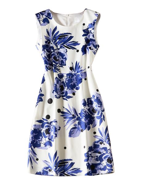

floral fower print women sheath dress rond neck casual dresses 07k1918, Black;gray