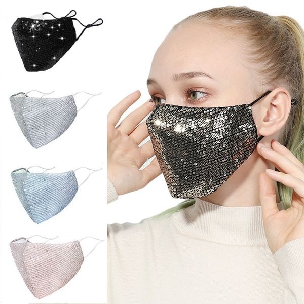 

reusable bling sequins mask washable face shield shiny cotton face mask dustproof mouth face cover designer party masks