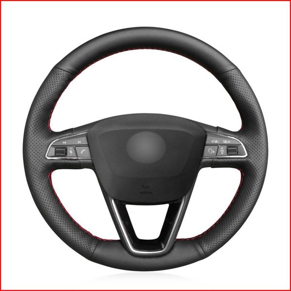 

mewant черная искусственная кожа крышка рулевого колеса автомобиля для seat leon 5f 3 2013-2019 ibiza 6j tarraco arona ateca alhambra