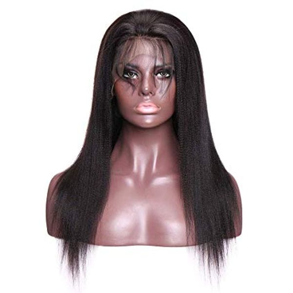 Afroamerikanische Yaki-Perücke, gerade, 360-Grad-Spitzefront, 130 % brasilianisches Remy-Echthaar, leicht verworrene Perücken, vorgezupft, für schwarze Frauen