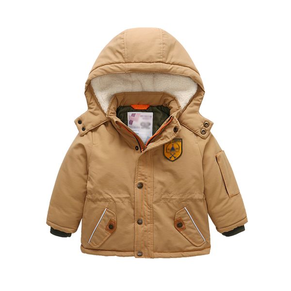 

honeyking baby autumn and winter new warm clothing children's jacket thickening plus velvet padded jacket boy hooded, Blue;gray