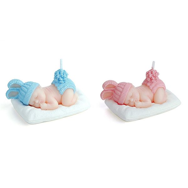 

diy sleeping baby candle blue/pink 3d party decoration hundred days wedding decoration cake candles diy birthday candle sale