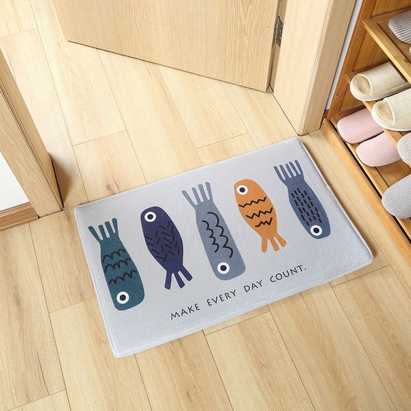 

cross-border supply flannel cartoon carpet mats household kitchen bathroom fang hua dian zi bedroom strip mat