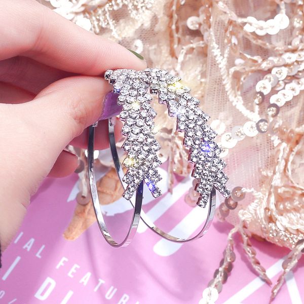 

fashion exaggerated geometric round ear ring female korean circle ornaments hoop earrings jewelry, Golden;silver