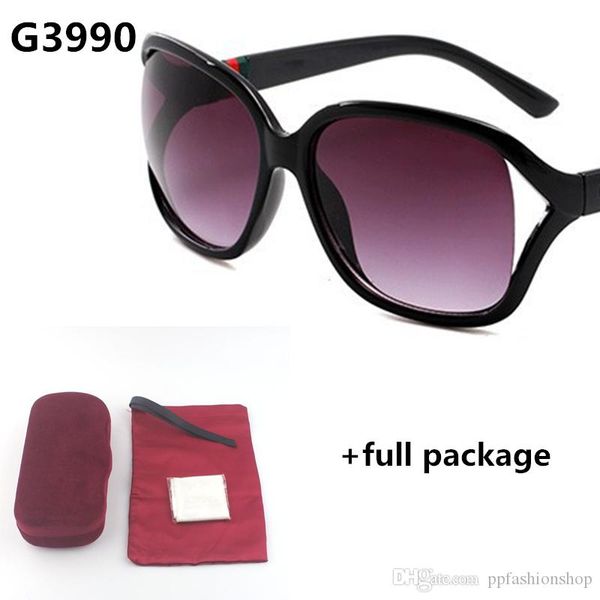 

fashion designer new 3990 sunglasses men and women uv brand glasses red green large frame eyeglasses with box, White;black