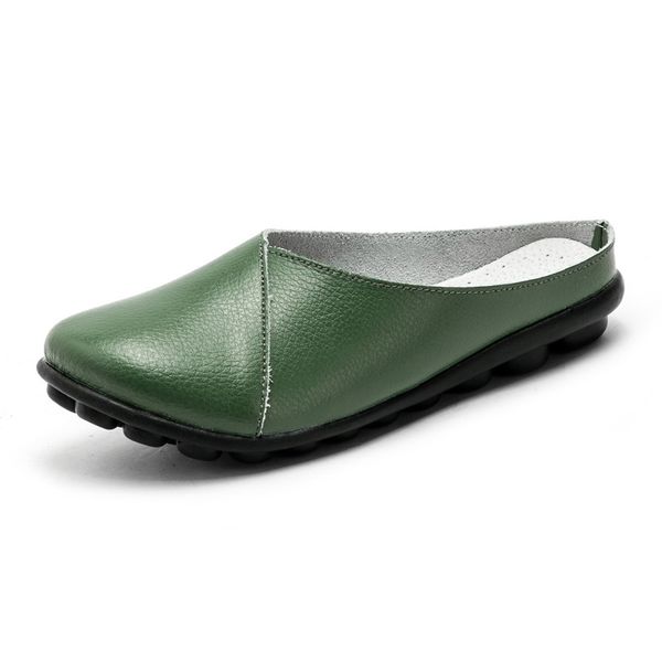 

2019 spring big size 34-44 women flats summer shoes woman genuine leather flats ladies shoes female solid slip on slippers, Black