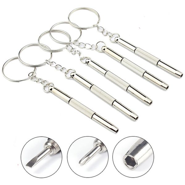 

3 in 1 eyeglass screwdriver keychain repair glasses watch phone triple versatile small screwdriver eyeglass mini screwdriver bh2365 tqq