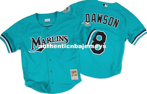 

andre dawson florida #8 mitchell & ness retro button up 1995 bp jersey, Black;blue