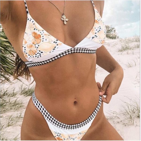 

сексуальное бикини в клеточку с принтом лимона для женских купальников