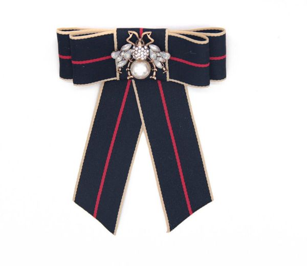 

bow tie ribbon brooches animal ribbon bow brooch collar necktie accessories long needle brooch cloth art dresses suit butterfly for women, Gray