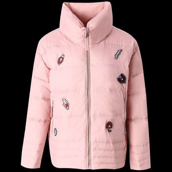 

women short jackets winter coats white duck down women coats young fashion new pattern embroidery warm parkas elegant plus size, Black