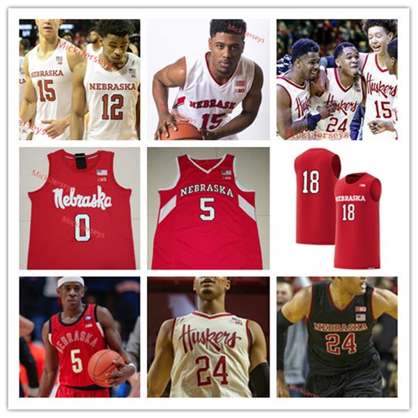 

custom nebraska cornhuskers basketball jersey isaiah roby tanner borchardt justin costello tyronn lue stu lantz dave hoppen nebraska jersey, Black