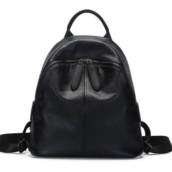 

2020 new korean simple style cowhide shoulder bag, women's backpack genuine leather large capacity preppy girl school daypack