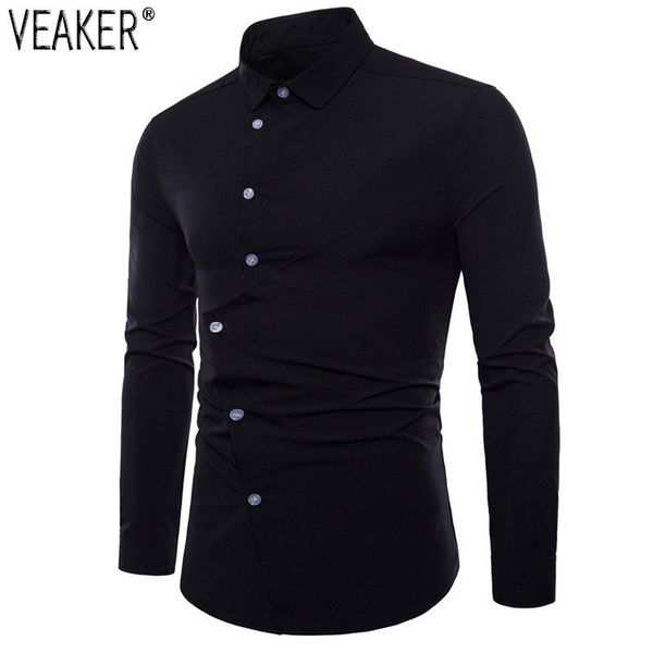 

reclaim new men slim fit shirt effects color long mouwen effens color white male random business shirts, White;black