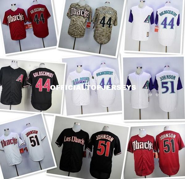 

#44 paul goldschmidt 51 randy johnson retro jersey new color white red black camo men, Black;blue
