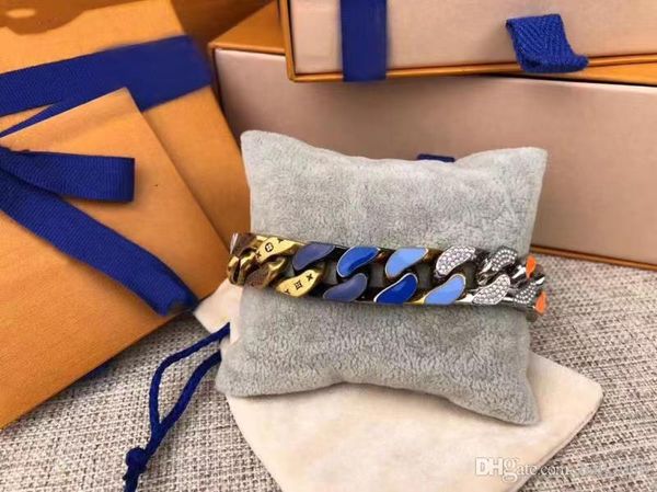 

2019 latest launch french masters designed luxury men's bracelets chain links patches colored bracelet necklace jewelry, Black