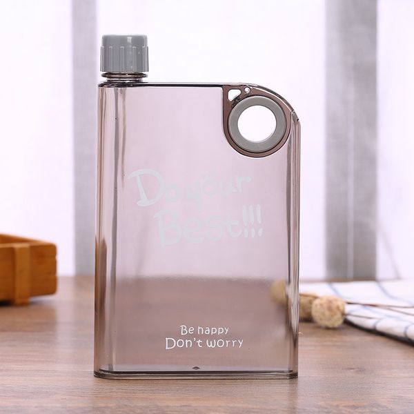 

ring clear water bottle 13oz creative notebook bottle water outdoor portable sport water bottle kettle plastic hip flask 7 colors vt0448
