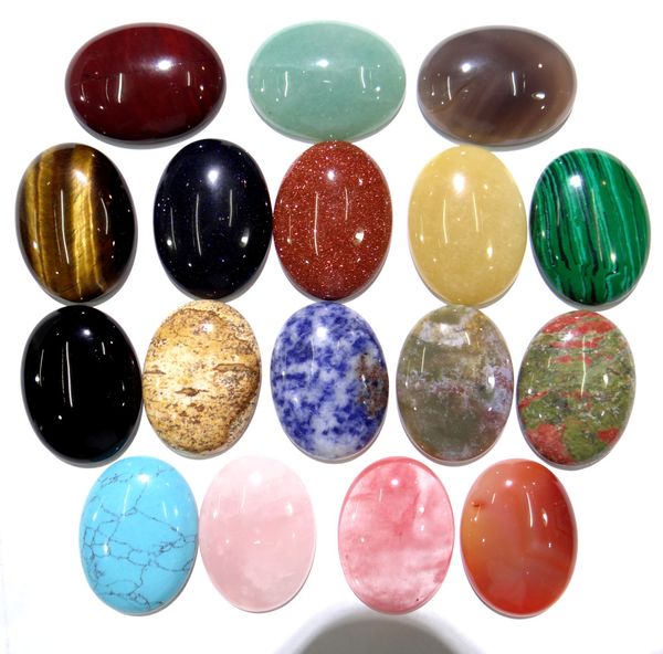 

40x30mm natural stone quartz crystal turquoises opal tiger eye cabochon pendant for diy jewelry making necklace accessories10pcs, Silver