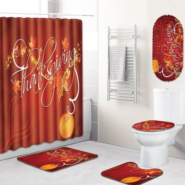 2019 Thanksgiving Shower Mat And Bathroom Rug Sets Halloween Bath