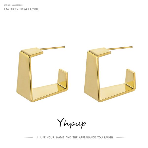 

yhpup minimalist metal geometric stud earrings gold charm earrings jewelry accessories for women stylish kolczyki gift 2020, Golden;silver