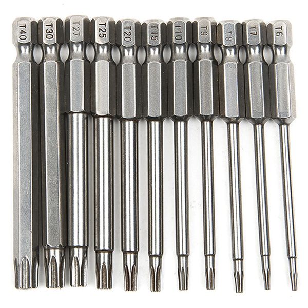 

new 11pcs 75mm magnetic s2 steel screwdriver bits hex torx head t6/t7/t8/t9/t10/t15/t20/t25/t27/t30/t40