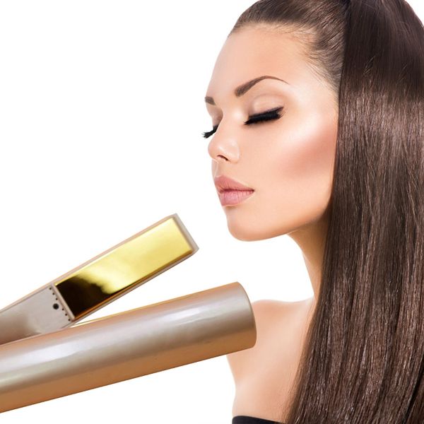 

Dropship 24hour ship 2 in 1 Hair curler Hair Straightener Titanium Gold Plate with High Quality US EU UK plug