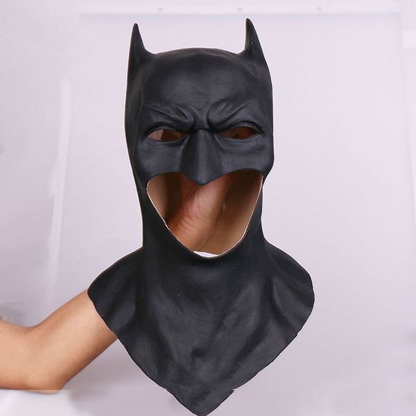 

2019 new superhero batman wayne cosplay balck latex helmet eye masks halloween hoods party costume props adult